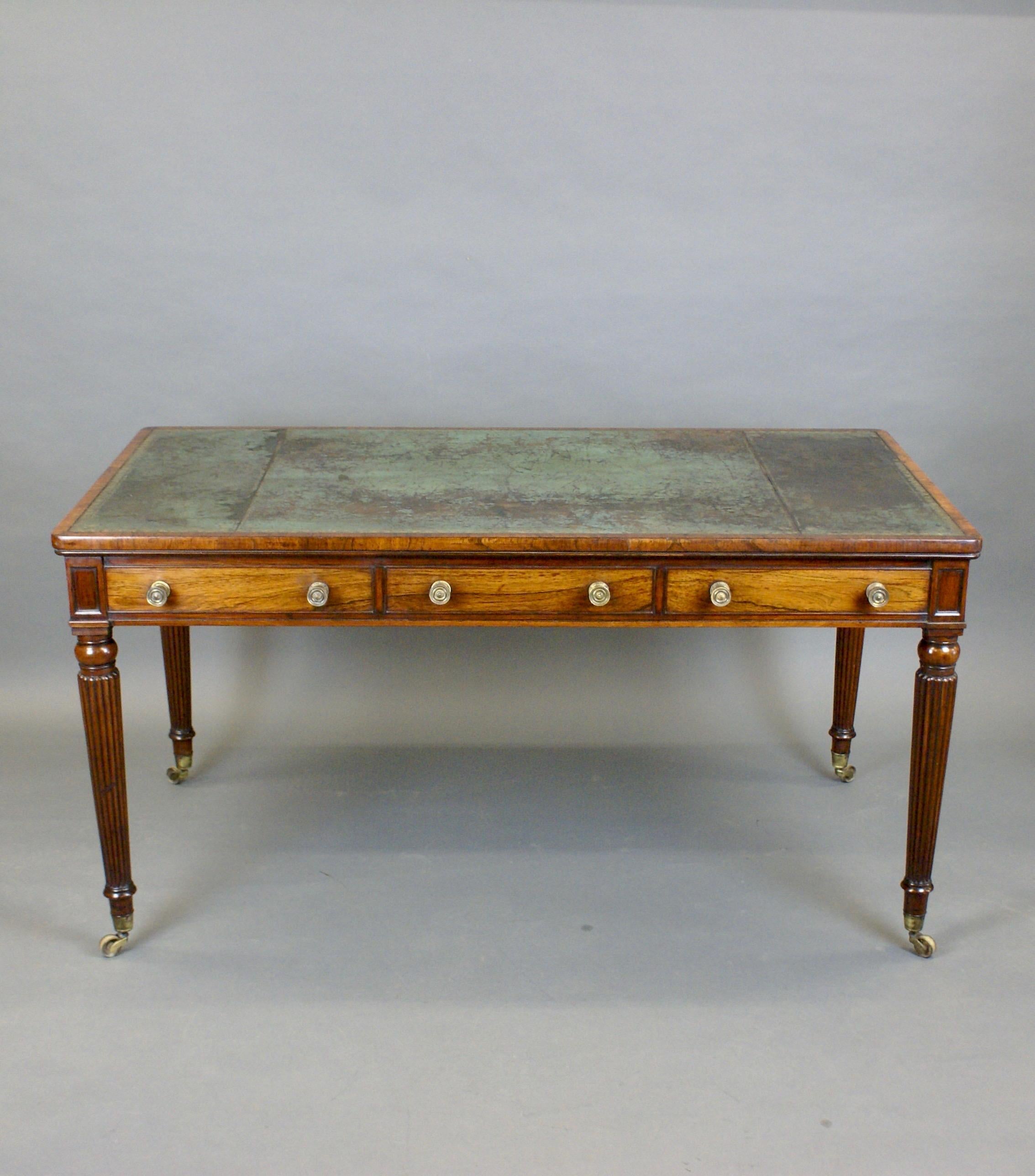 Fine Late George III Period Rosewood Writing/ Library Table by Solomon & Brown In Good Condition For Sale In South Croydon, GB