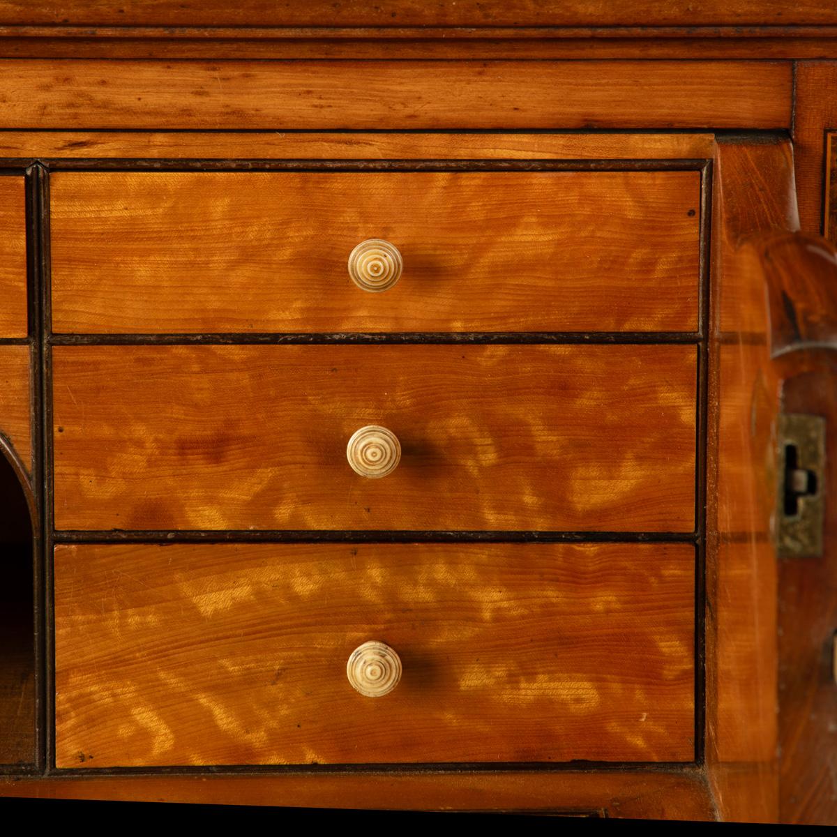 A fine late George III satinwood and snakewood secretaire cabinet For Sale 7
