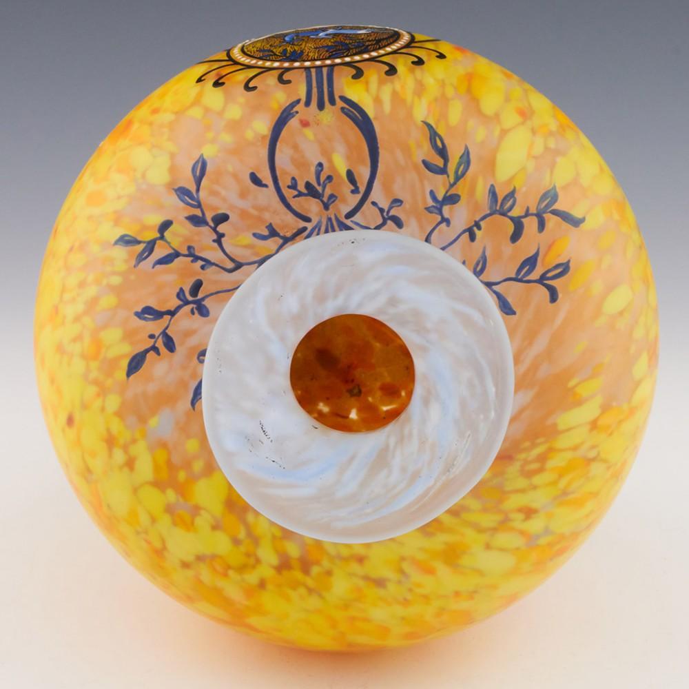 Glass Fine Legras Enamelled Cameo Vase C1925
