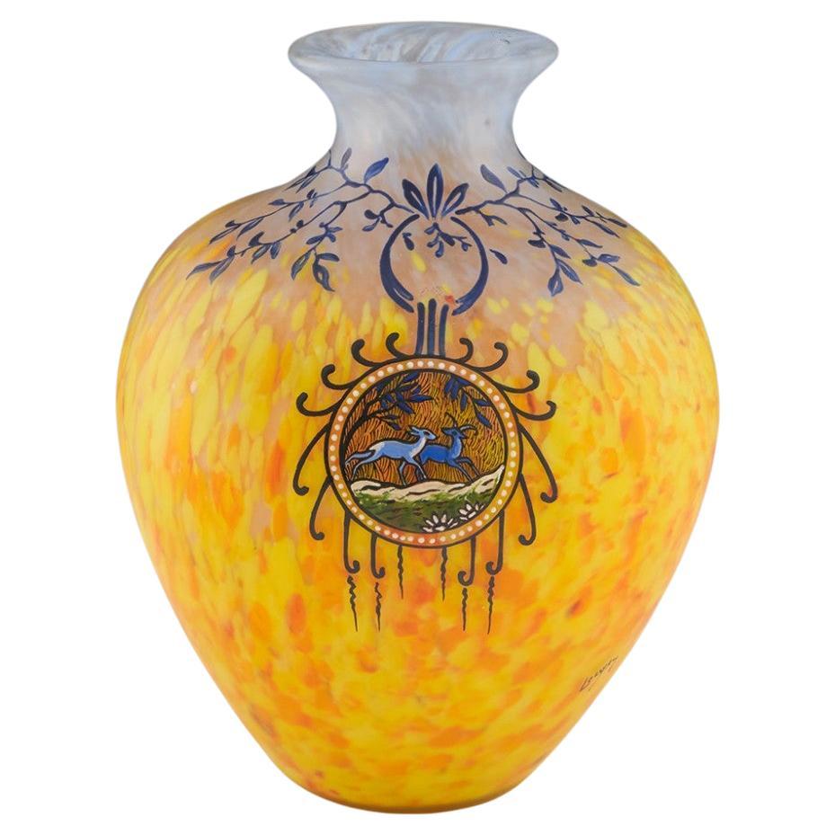Fine Legras Enamelled Cameo Vase C1925