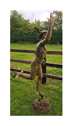 A Fine Life Size Bronze Figural Sculpture Depicting Mercury after Giambologna