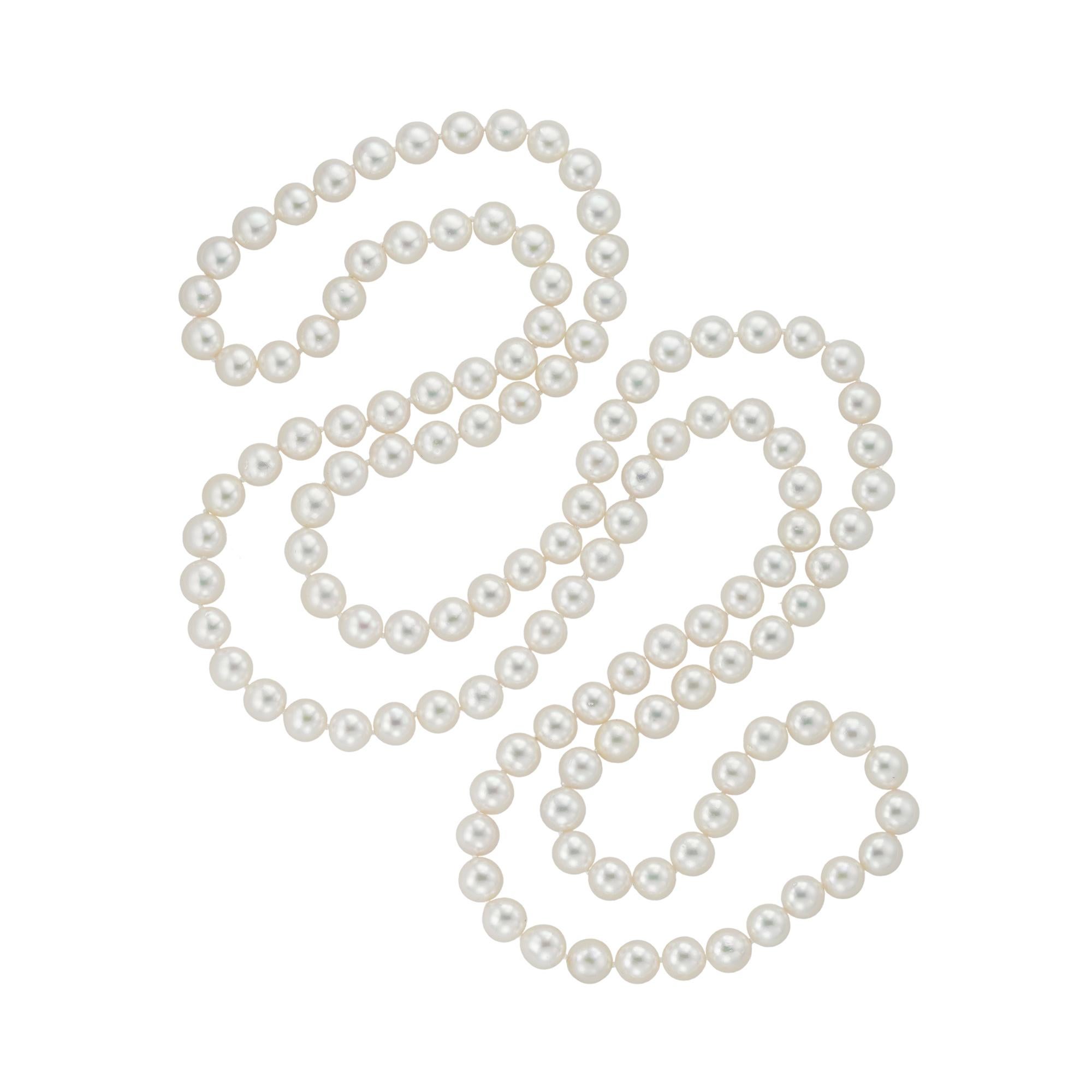 Perle Long collier de perles de culture d'eau salée fine en vente