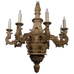 Antique Fine Louis XIV Style Wooden Chandelier