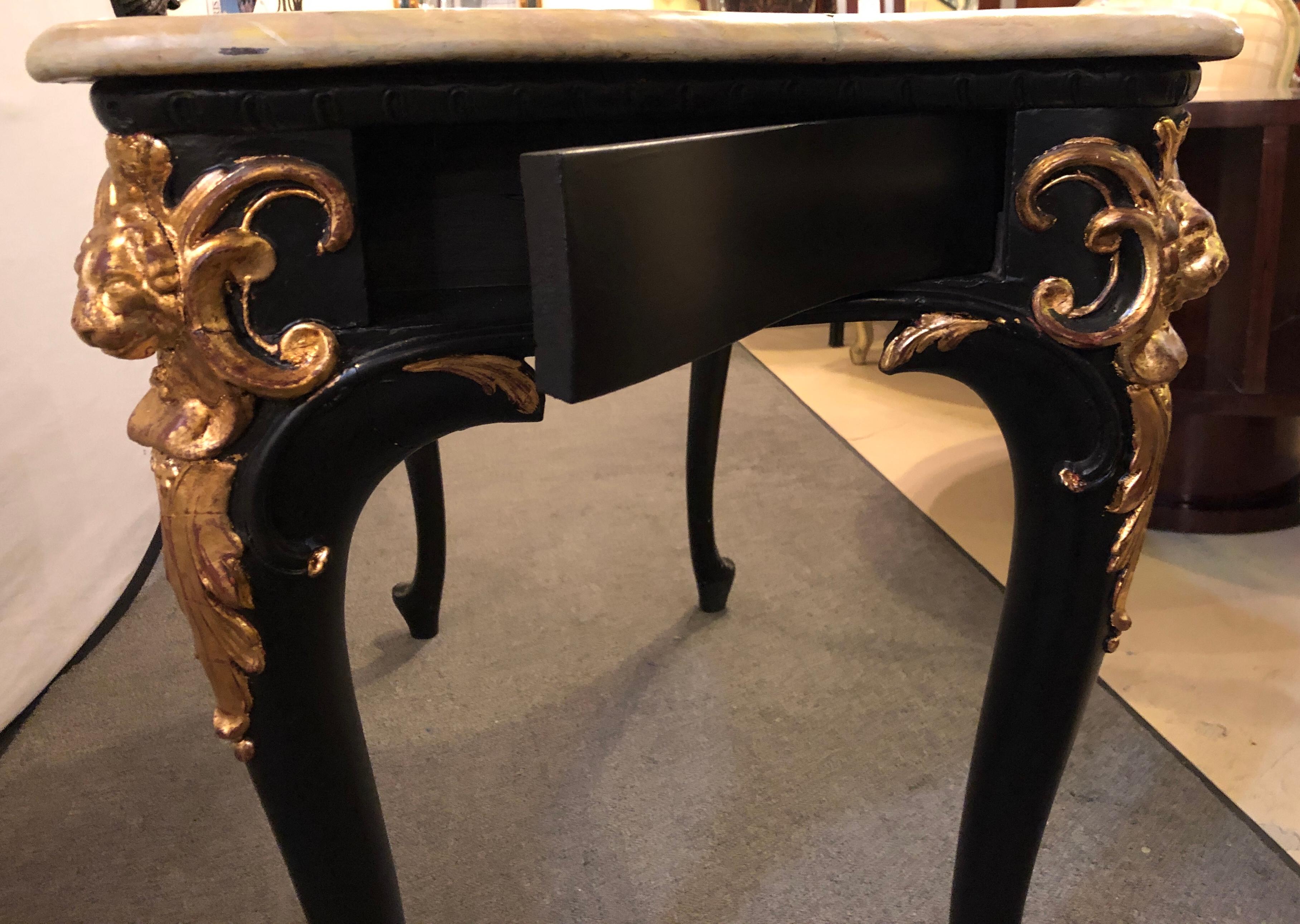 Fine Louis XV Style Ebony and Parcel Gilt Desk or Console or Serving Table 4