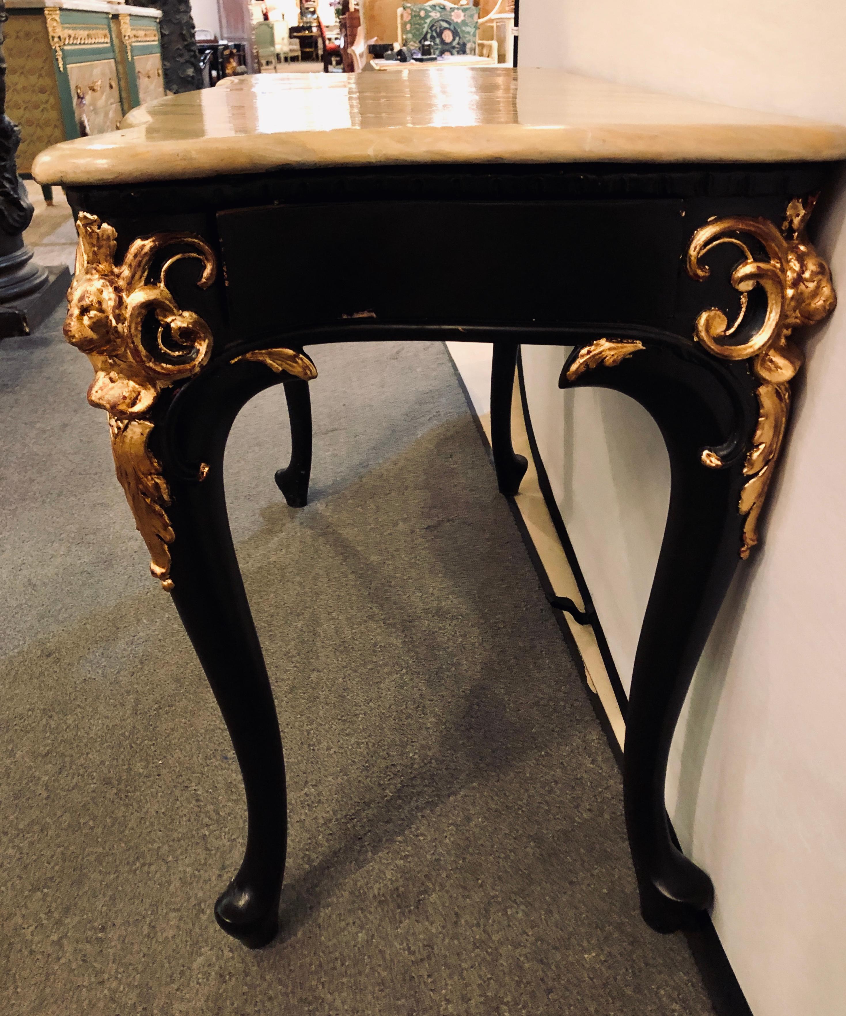 Fine Louis XV Style Ebony and Parcel Gilt Desk or Console or Serving Table 2