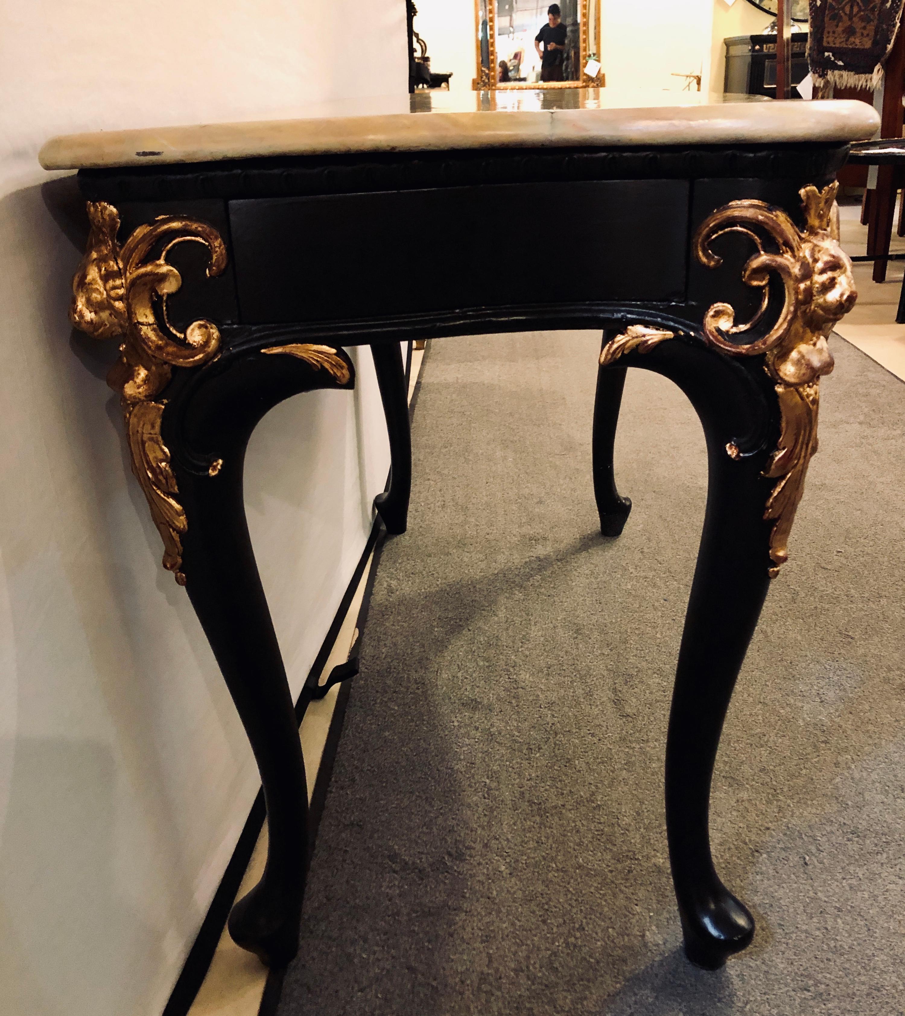 Fine Louis XV Style Ebony and Parcel Gilt Desk or Console or Serving Table 3