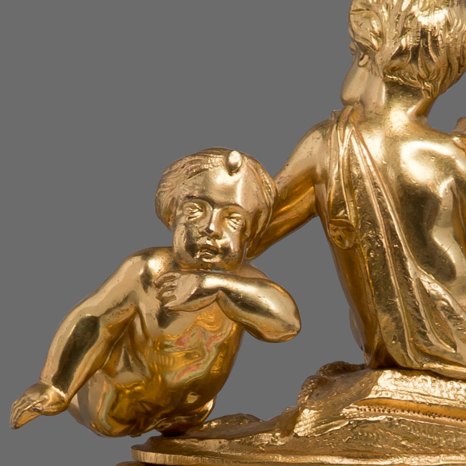 19th Century Fine Louis XV Style Gilt-Bronze and Sèvres Style Porcelain Inkwell, circa 1890 For Sale