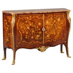 Antique Fine Louis XV Style Gilt-Bronze Mounted Marquetry Inlaid Commode