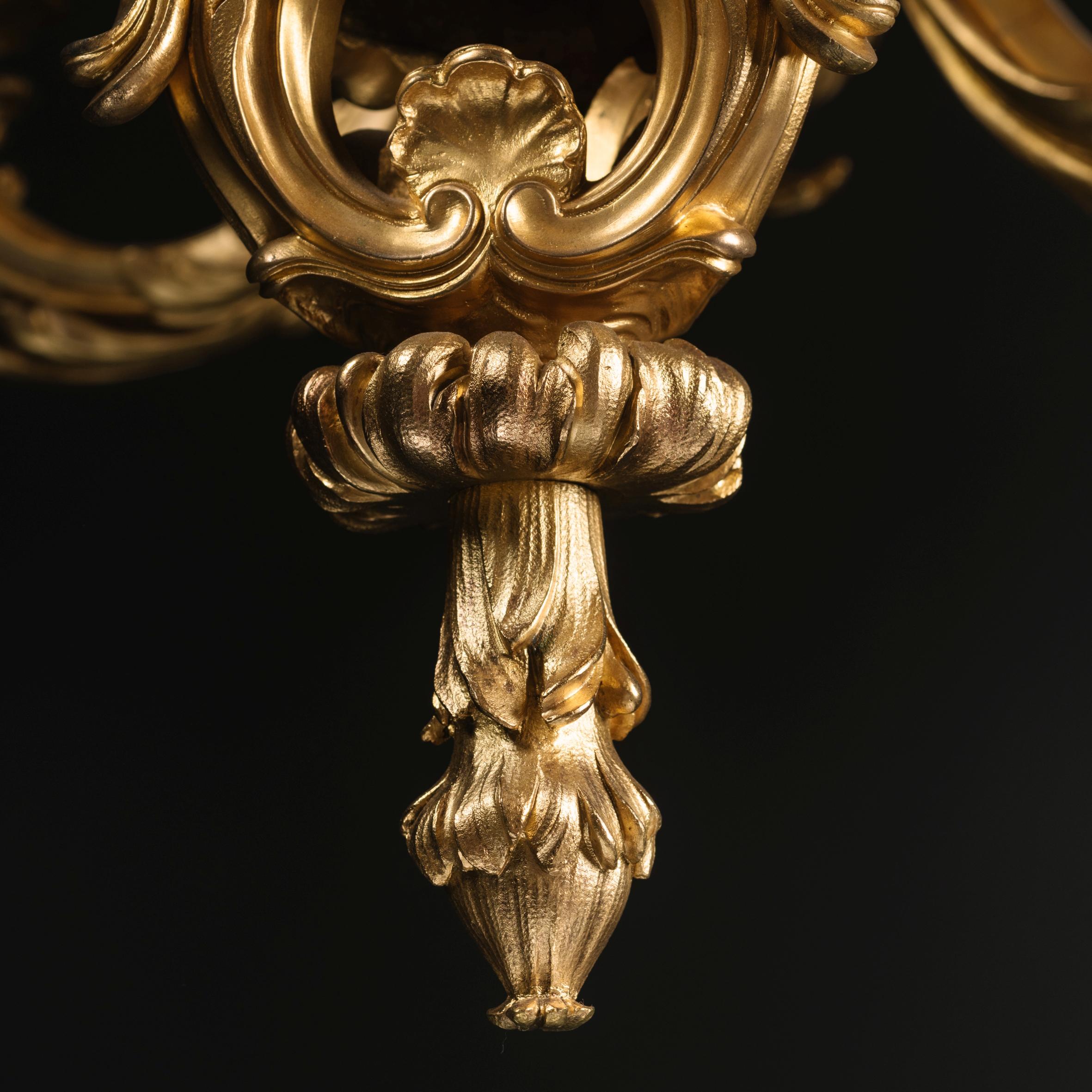 Fine Louis XV Style Gilt-Bronze Nine-Light Chandelier For Sale 5