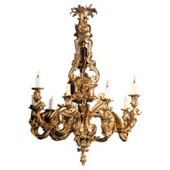 Fine Louis XV Style Gilt-Bronze Nine-Light Chandelier