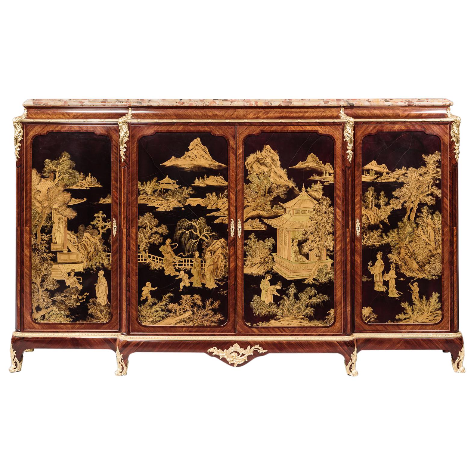 Fine Louis XV Style Japanned Side Cabinet by Henri Nelson, circa 1900 For Sale