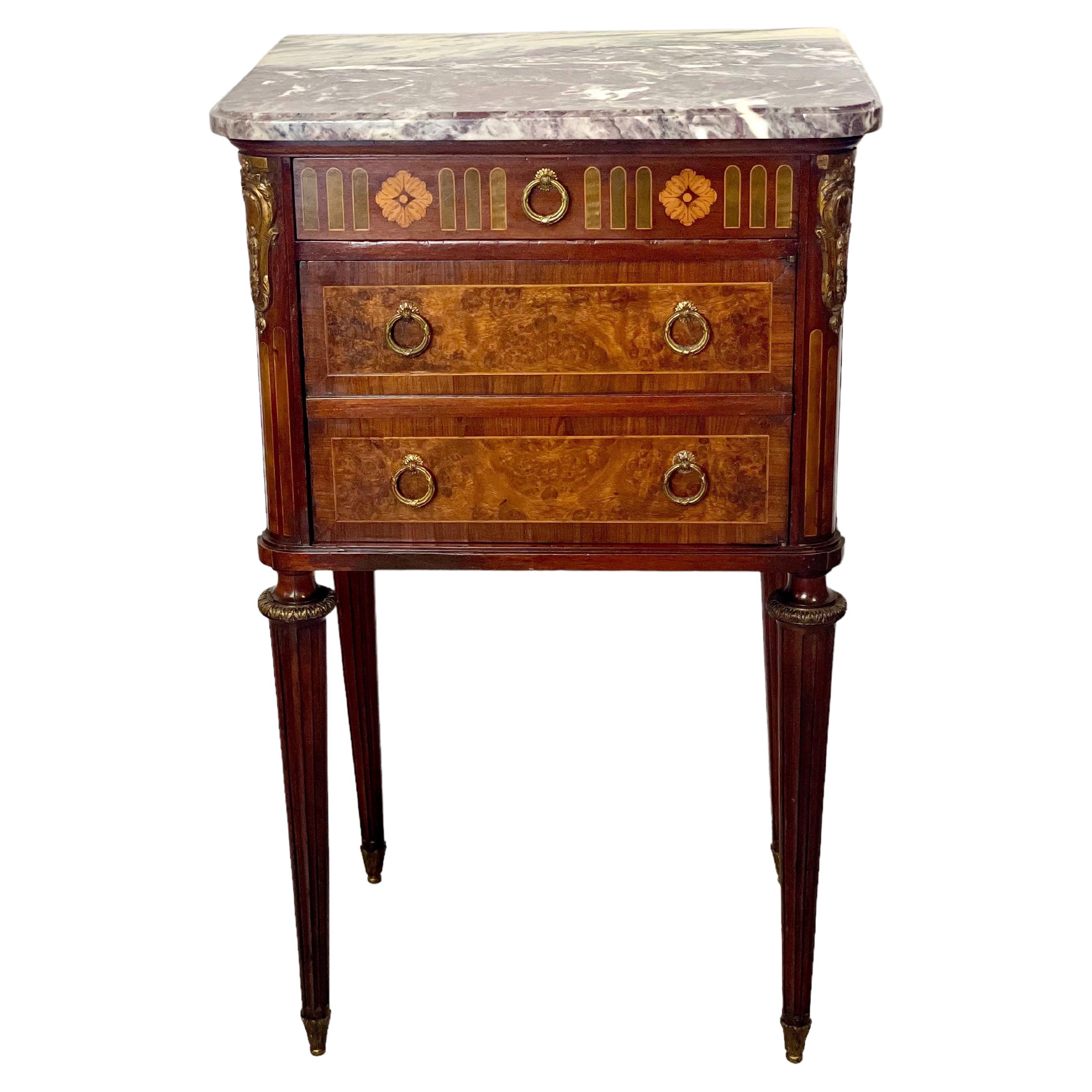  Louis XVI Side Table by Parisian Cabinet Maker Soubrier with Marble Top For Sale