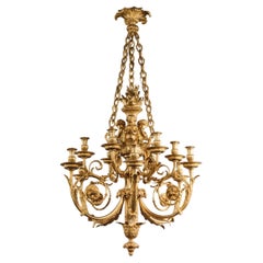 A Fine Louis XVI Style Gilt-Bronze Cherub Twelve-Light Chandelier
