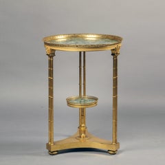 Louis XVI Style Gilt-Bronze Guéridon with Green Marble Top, Circa 1890