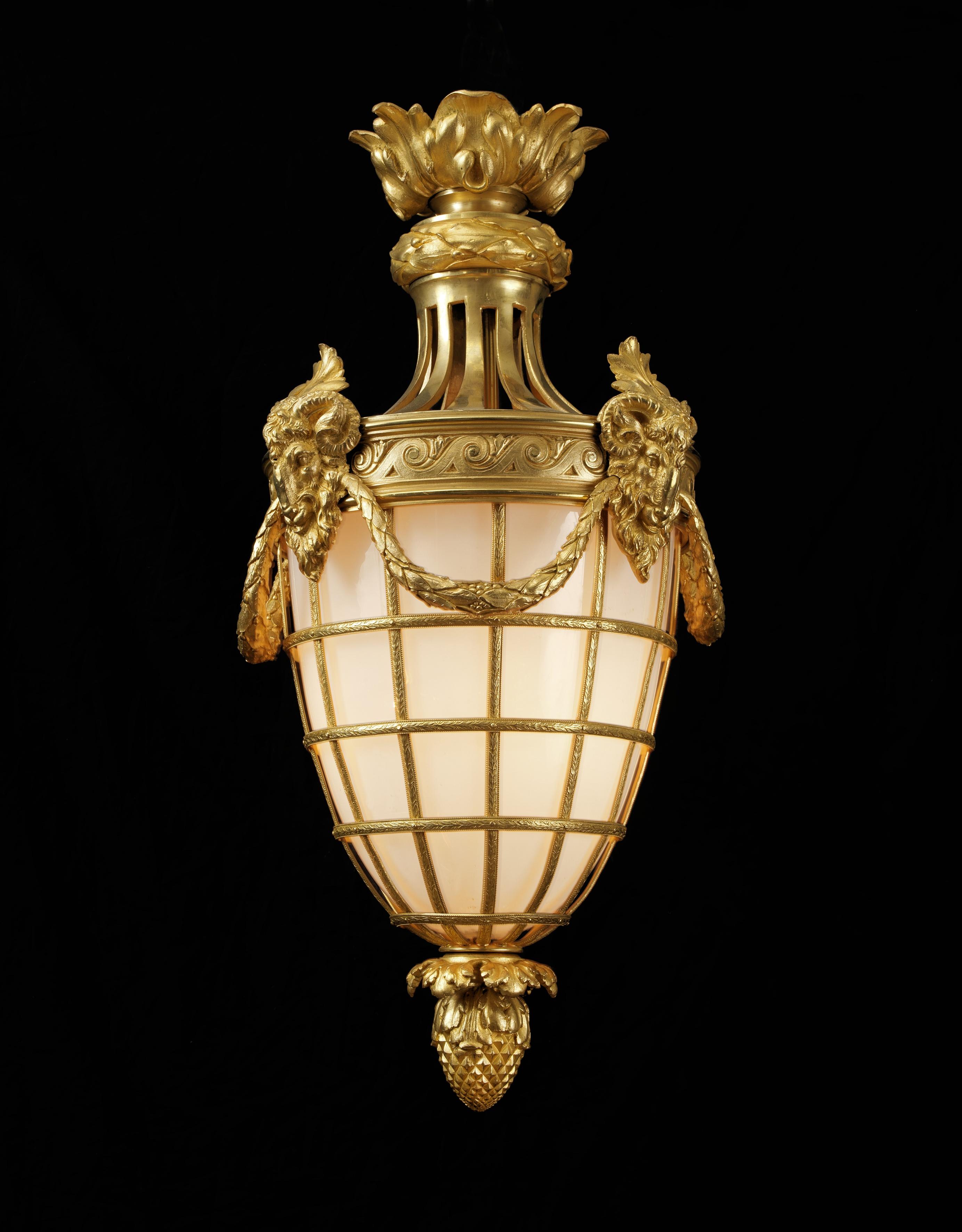 A fine Louis XVI style gilt bronze lantern.

French, circa 1900.