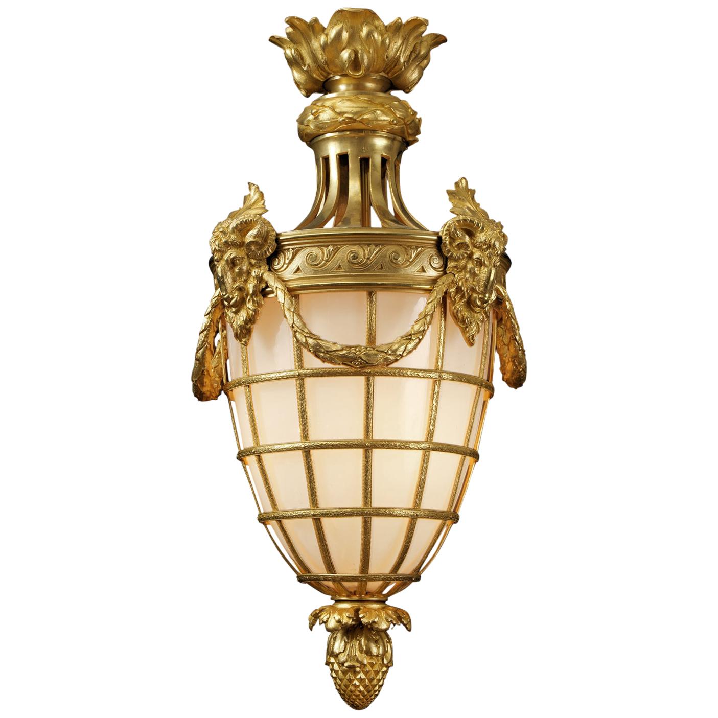 Lanterne de style Louis XVI en bronze doré, vers 1900
