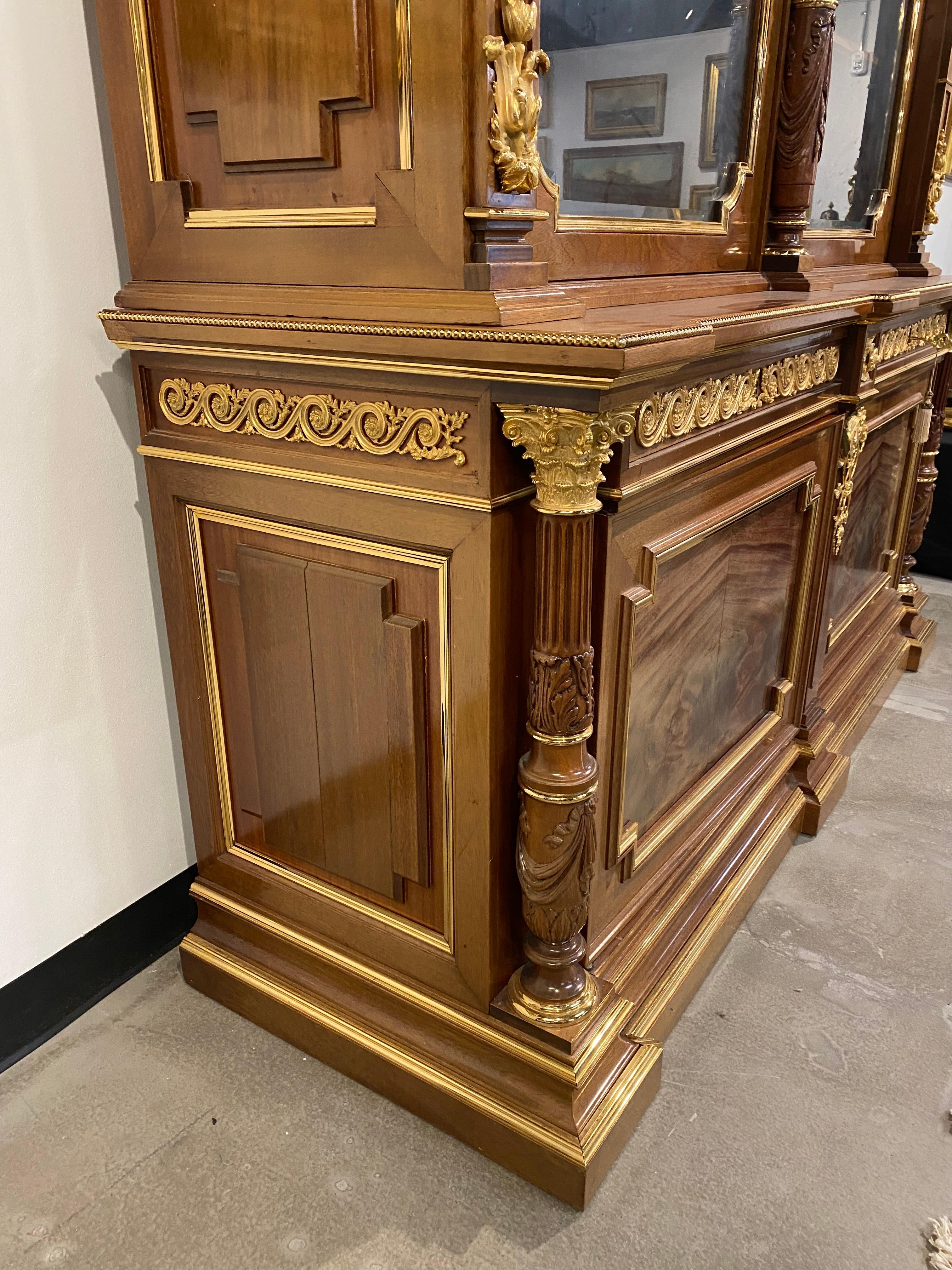 A Fine Louis XVI Style Gilt-Bronze Mounted Mahogany Bookcase Bibliotheque For Sale 3