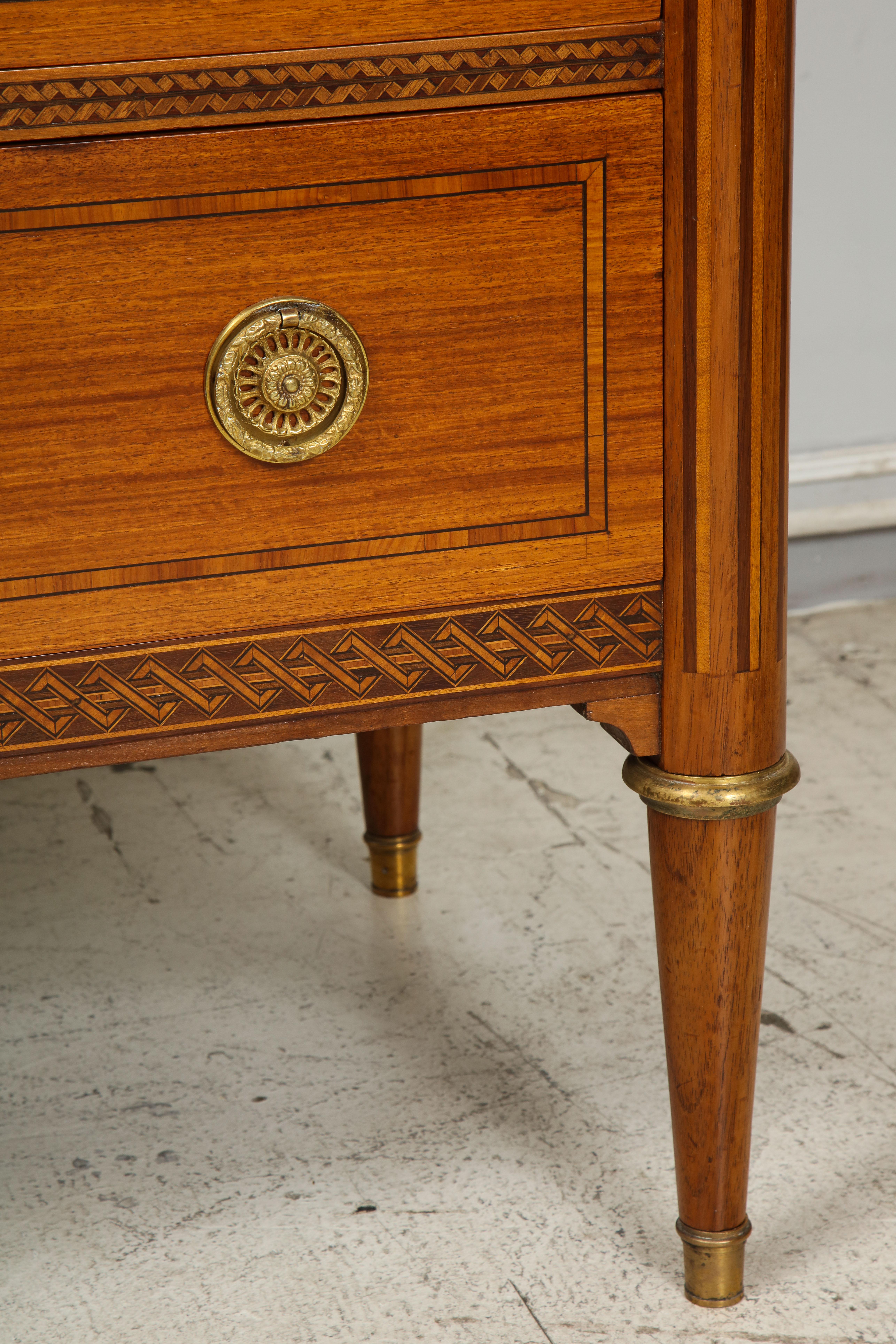 Antique Louis XVI Style Parquetry Commode with Marble Top 3