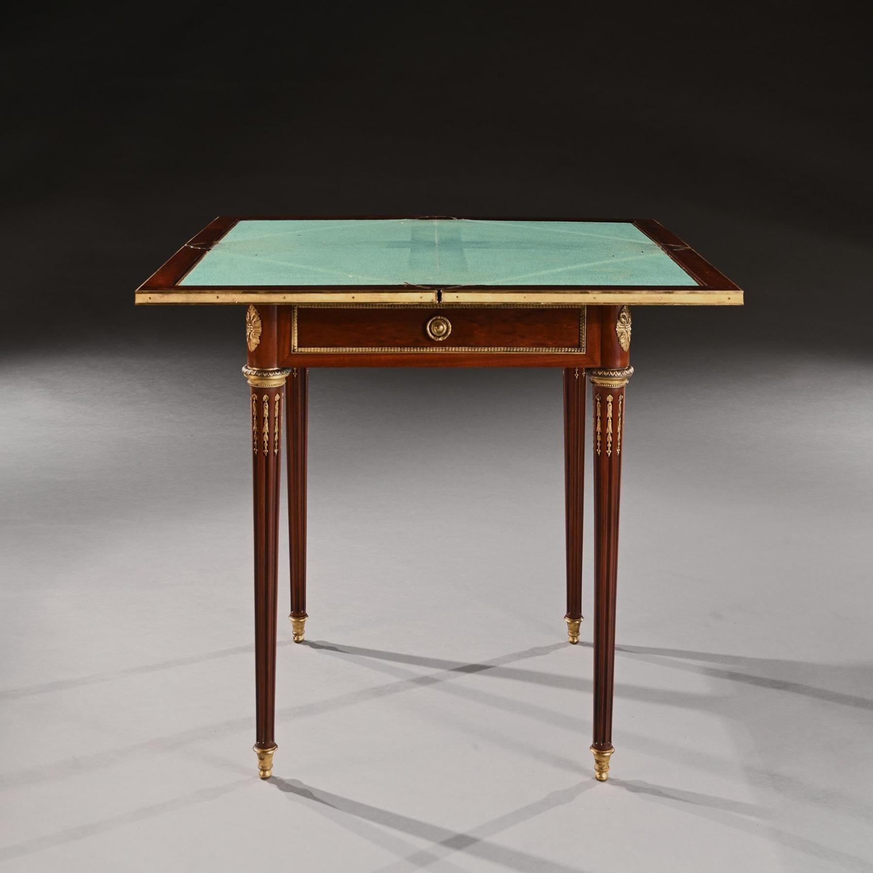 Late 19th Century Mahogany Envelope Card Table by Antoine Lampre, Paris. In Good Condition For Sale In Benington, Herts