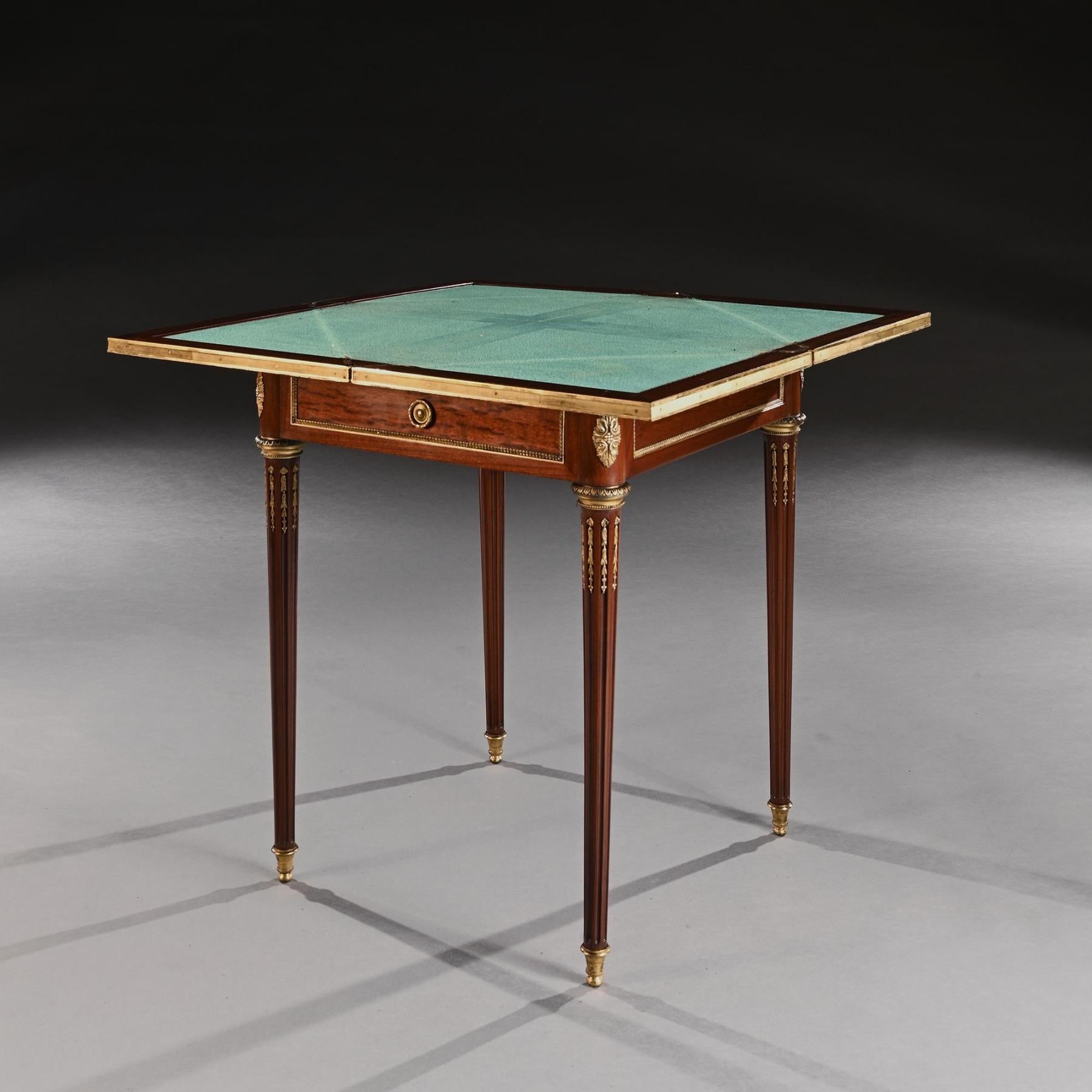 20th Century Late 19th Century Mahogany Envelope Card Table by Antoine Lampre, Paris. For Sale