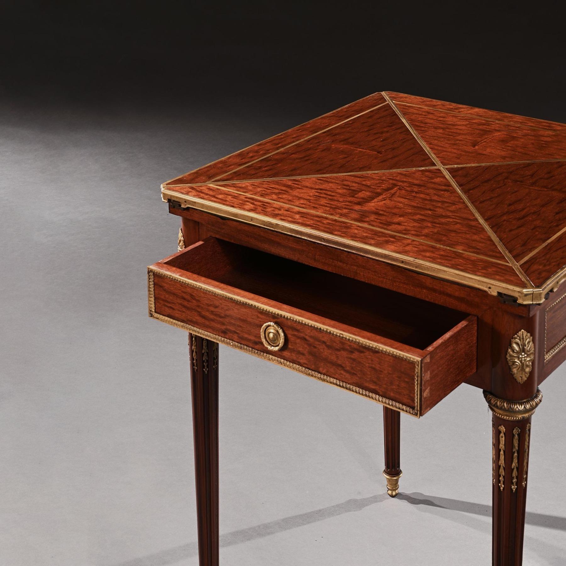 Late 19th Century Mahogany Envelope Card Table by Antoine Lampre, Paris. For Sale 1
