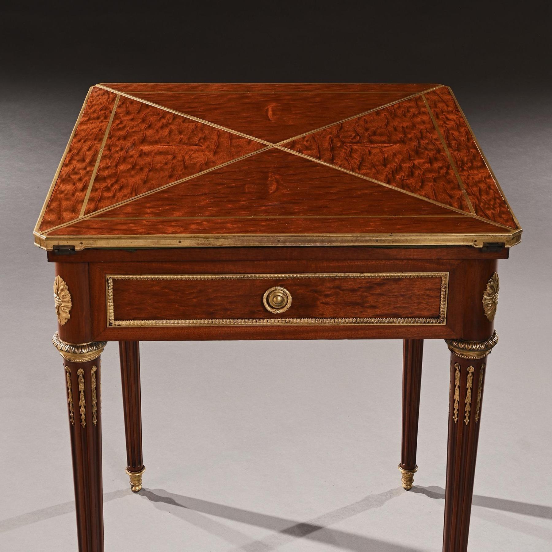 Late 19th Century Mahogany Envelope Card Table by Antoine Lampre, Paris. For Sale 2