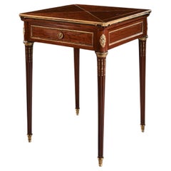 Late 19th Century Mahogany Envelope Card Table by Antoine Lampre, Paris.