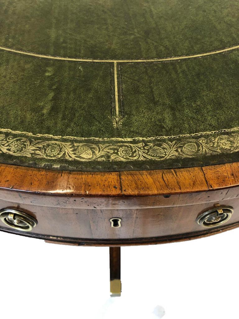 A fine mahogany leather topped Georgian library table of great color and condition,

circa 1780

Measures: 110cm round

80cm high.