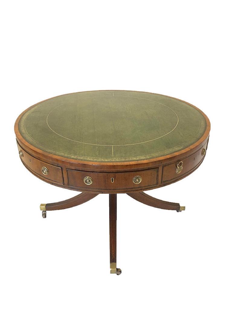 Late 18th Century Fine Mahogany Leather Topped Georgian Library Table For Sale