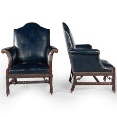 A Fine Matched Pair of large mahogany Carved Wing Chairs Based on the St Giles H