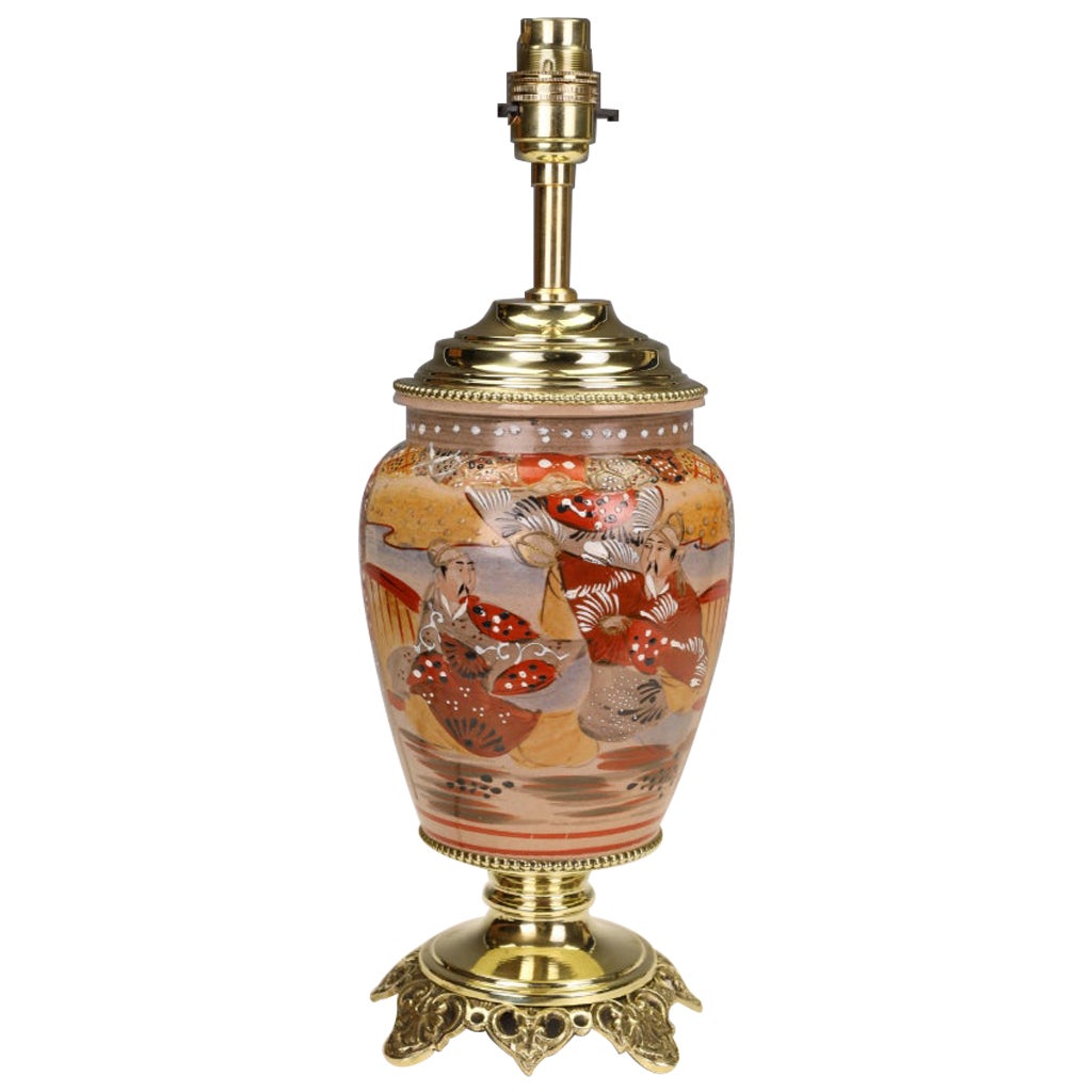 A Fine Meiji Period Japanese Satsuma Pottery Table Lamp For Sale