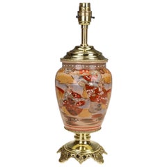 A Fine Meiji Period Japanese Satsuma Pottery Table Lamp Antique A Fine Meiji Period Japanese Satsuma Pottery Table Lamp