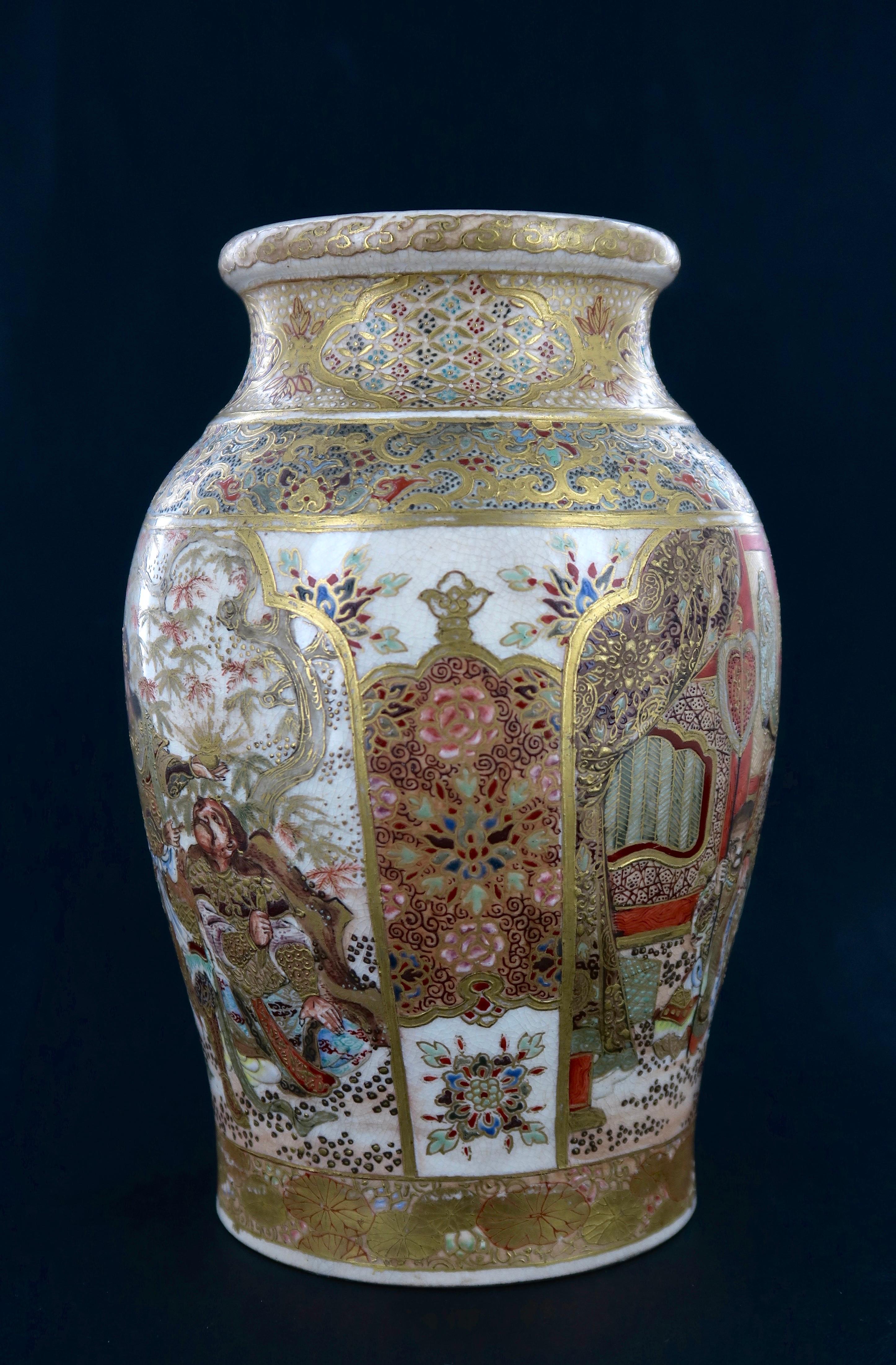 A Fine Meiji Period Satsuma Vase, Japan, 19th Century In Good Condition For Sale In Pasadena, CA