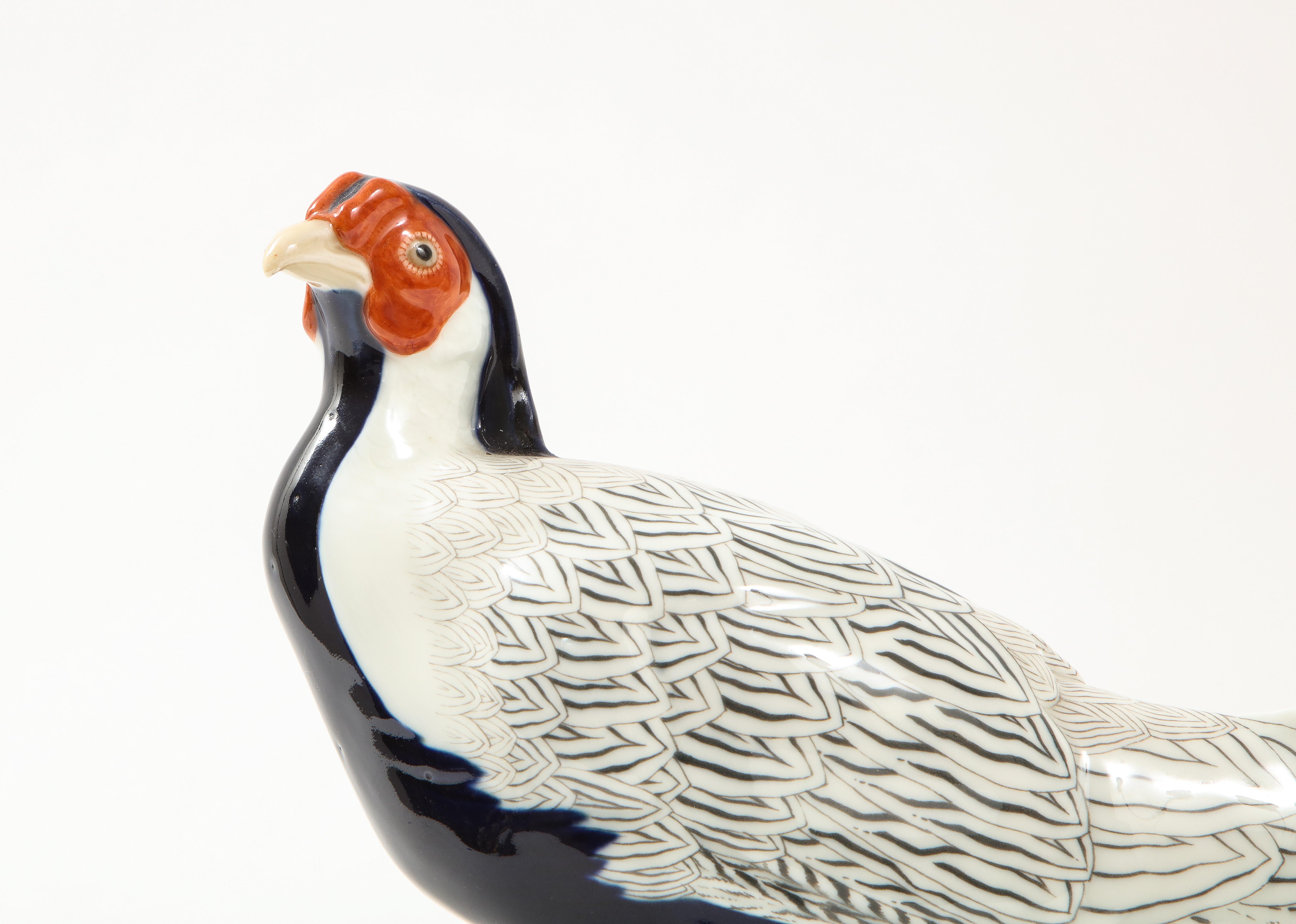Fine Meissen Porcelain Model of a Silver Feathered Pheasant For Sale 2