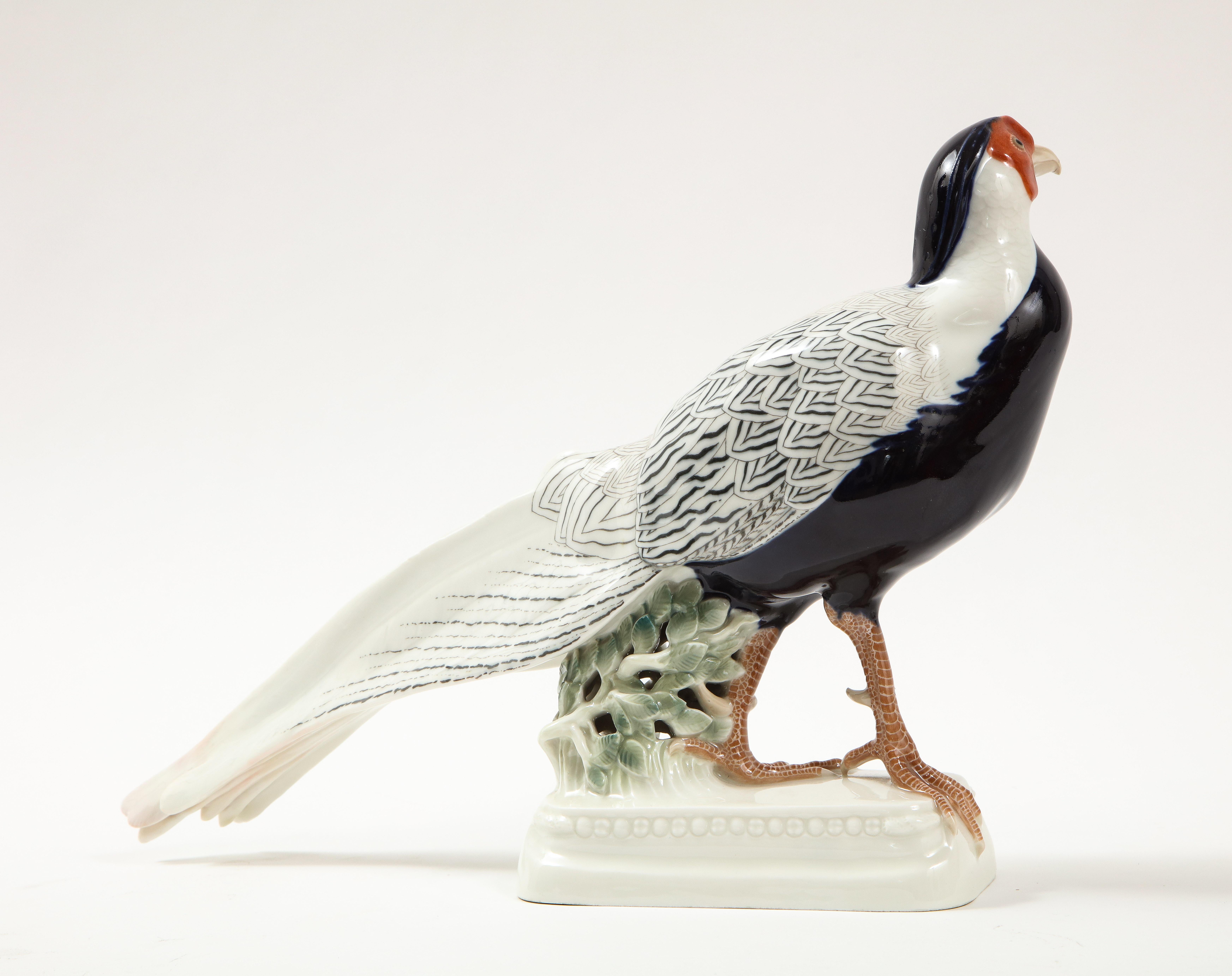 German Fine Meissen Porcelain Model of a Silver Feathered Pheasant For Sale