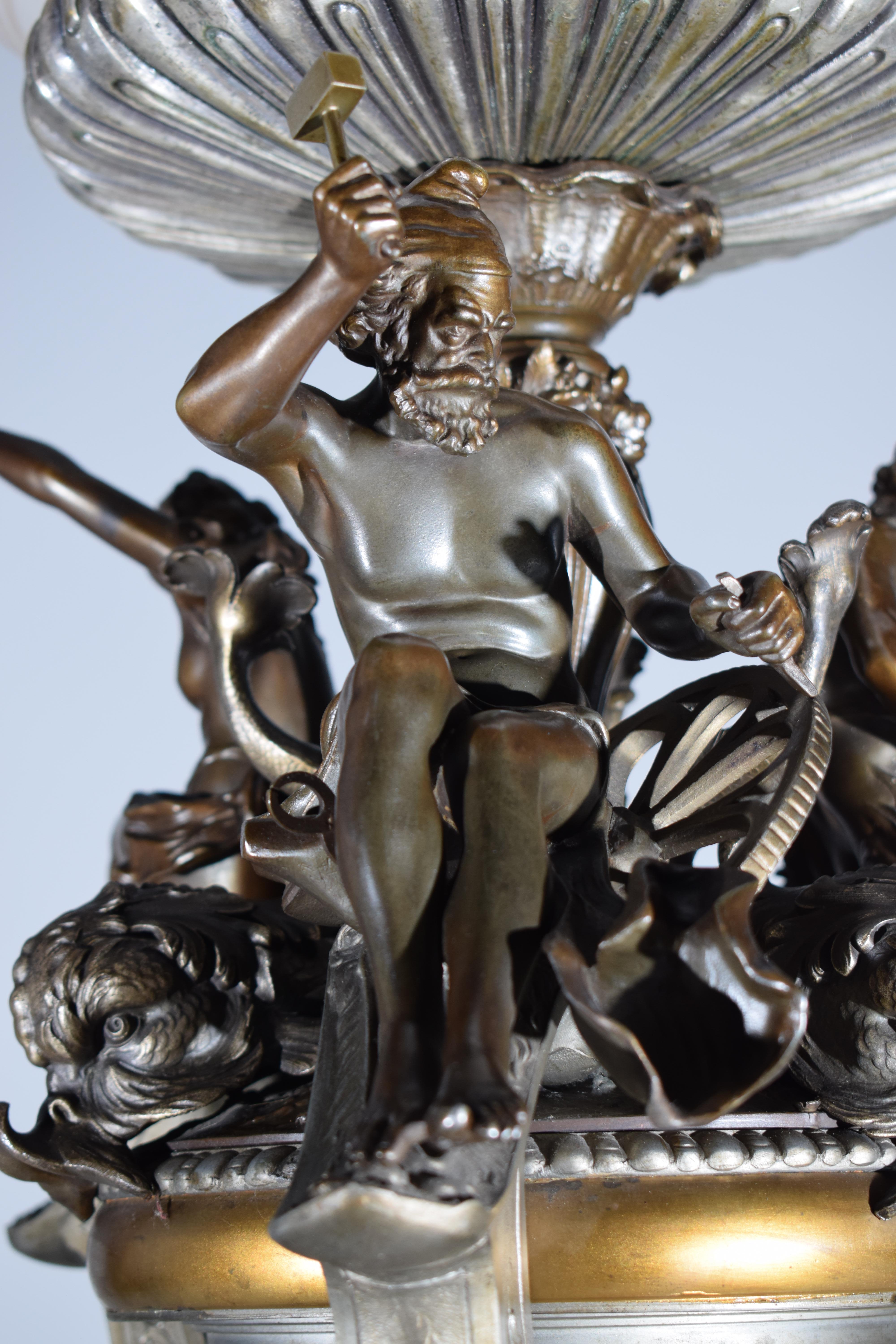 A Fine Metal & Acid Etched Glass Centerpiece For Sale 3