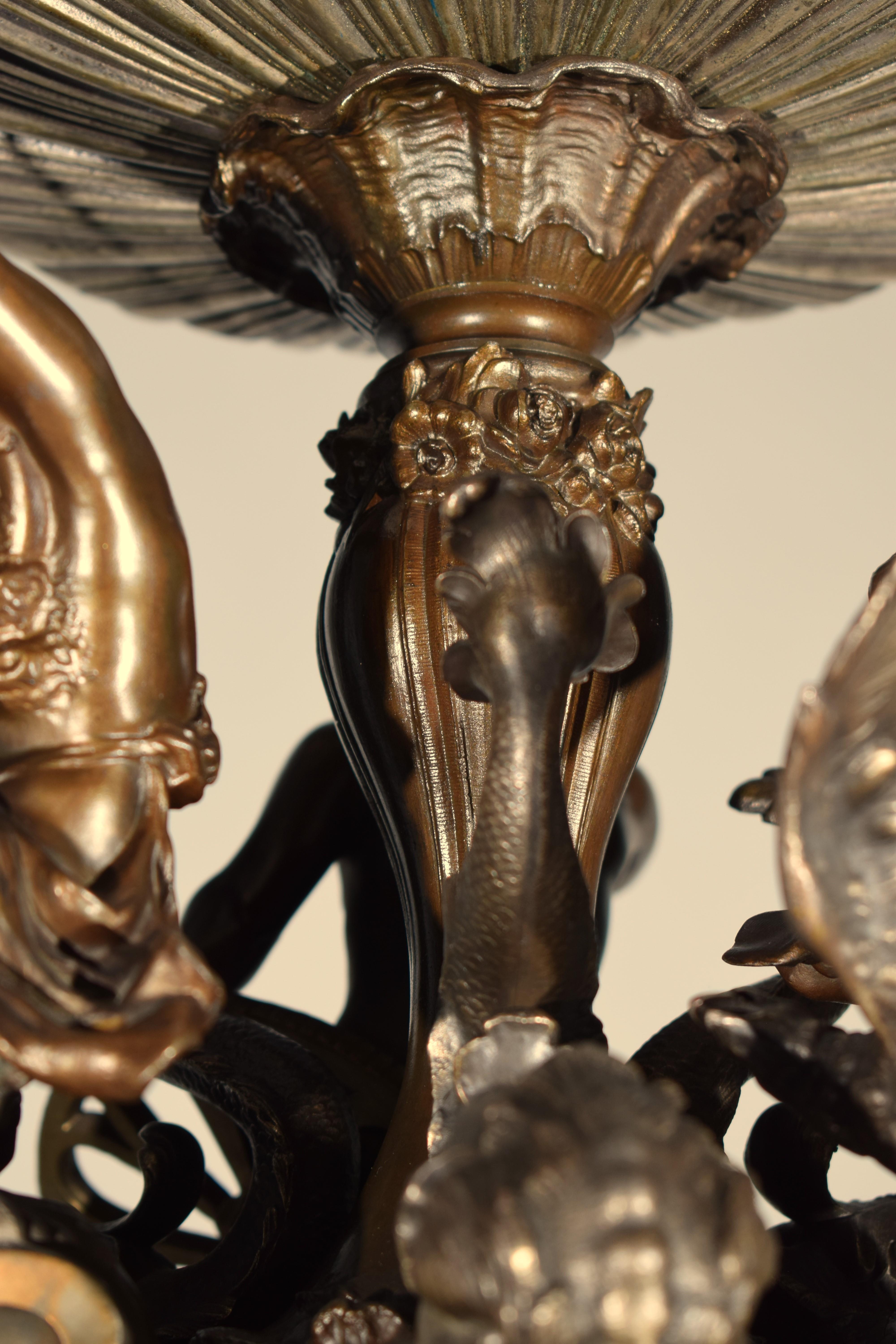 Neoclassical A Fine Metal & Acid Etched Glass Centerpiece For Sale