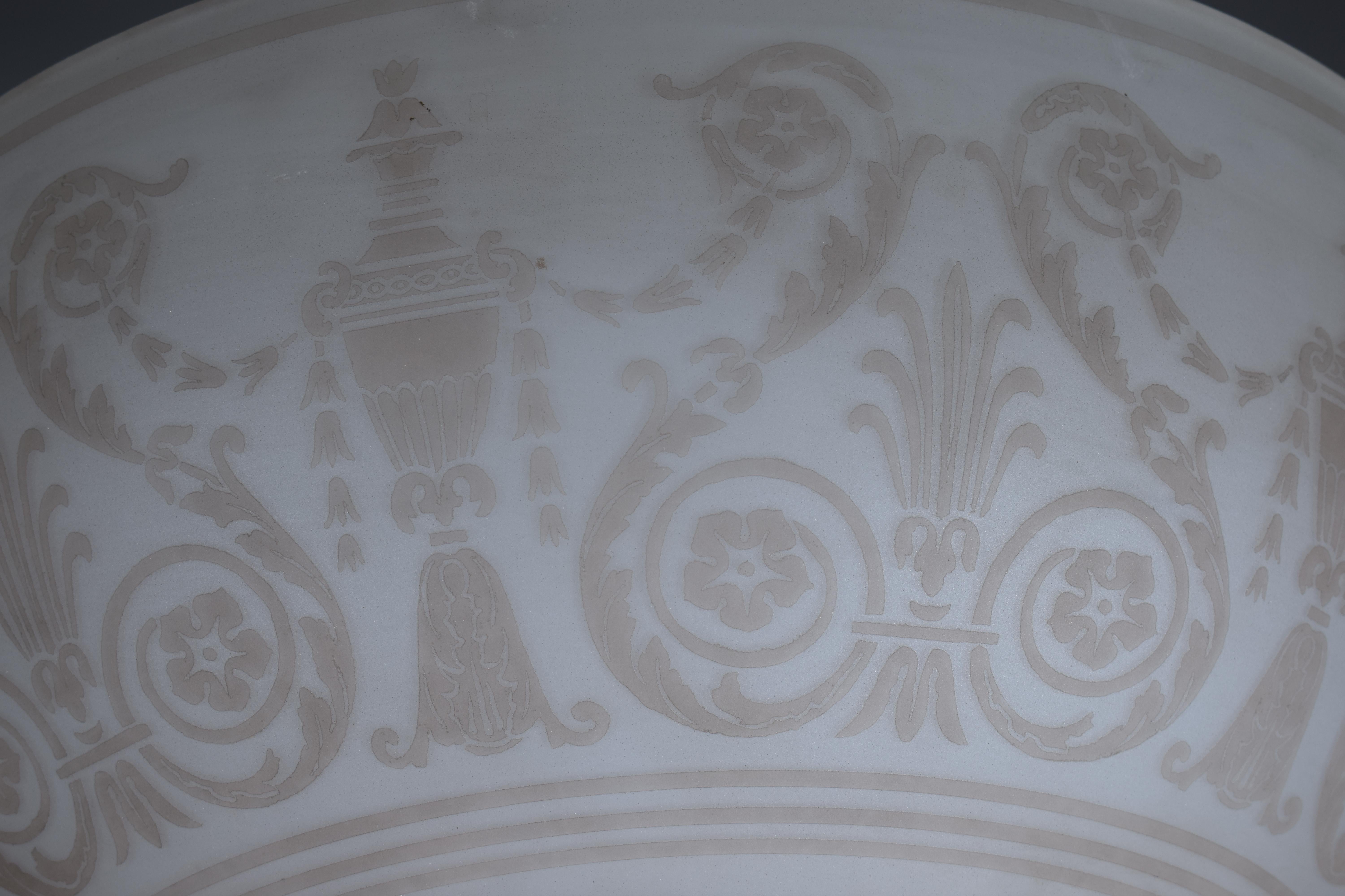 A Fine Metal & Acid Etched Glass Centerpiece For Sale 2