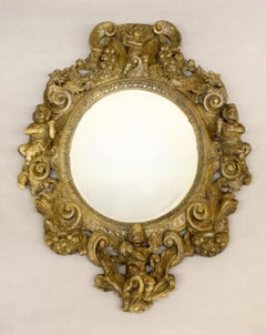 A Fine Mid 19th Century Hand Carved Gothic Style Oak Wood Mirror