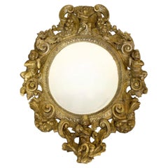 A Fine Mid 19th Century Hand Carved Gothic Style Oak Wood Mirror