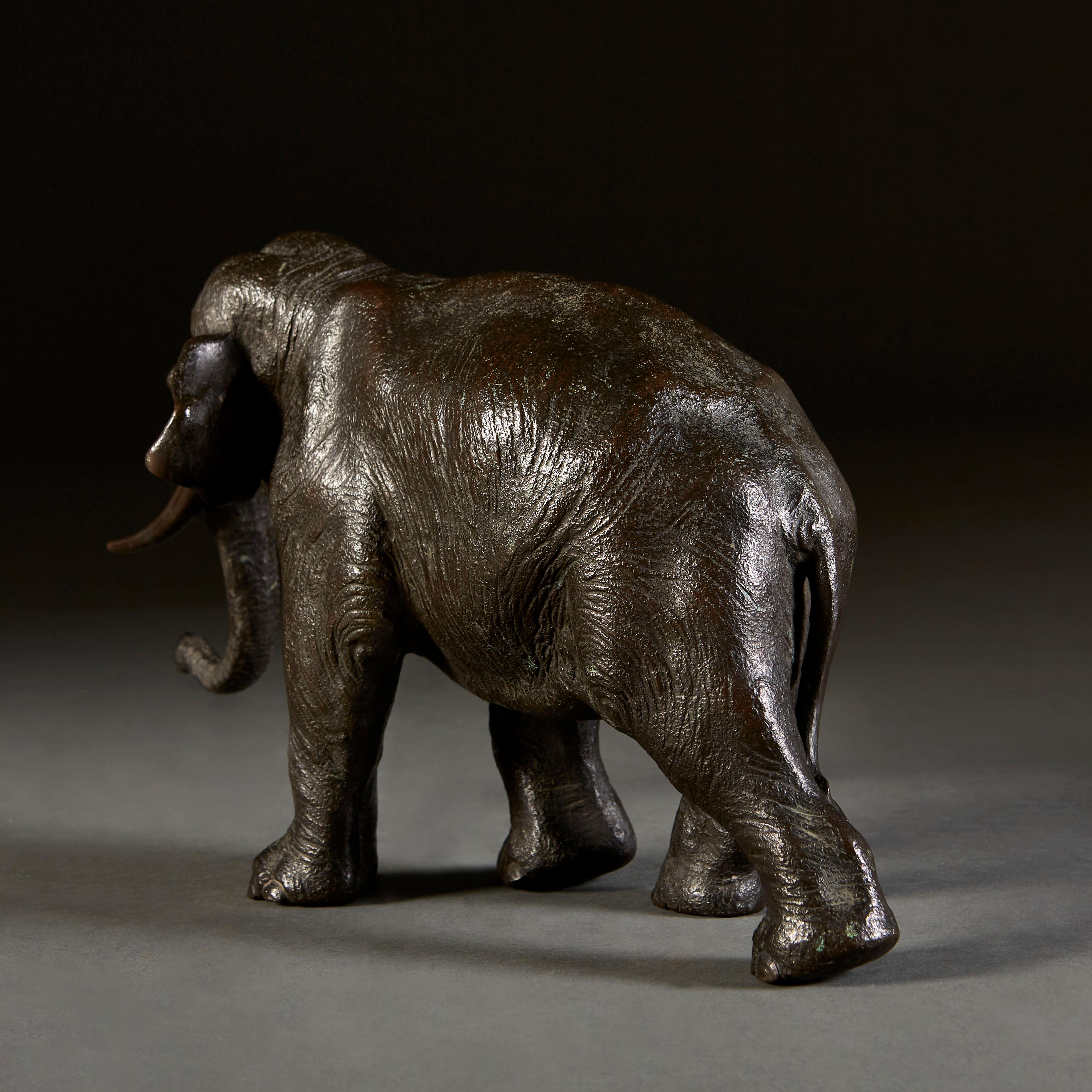 Fine Mid Nineteenth Century Japanese Bronze Okimono of an Elephant 1