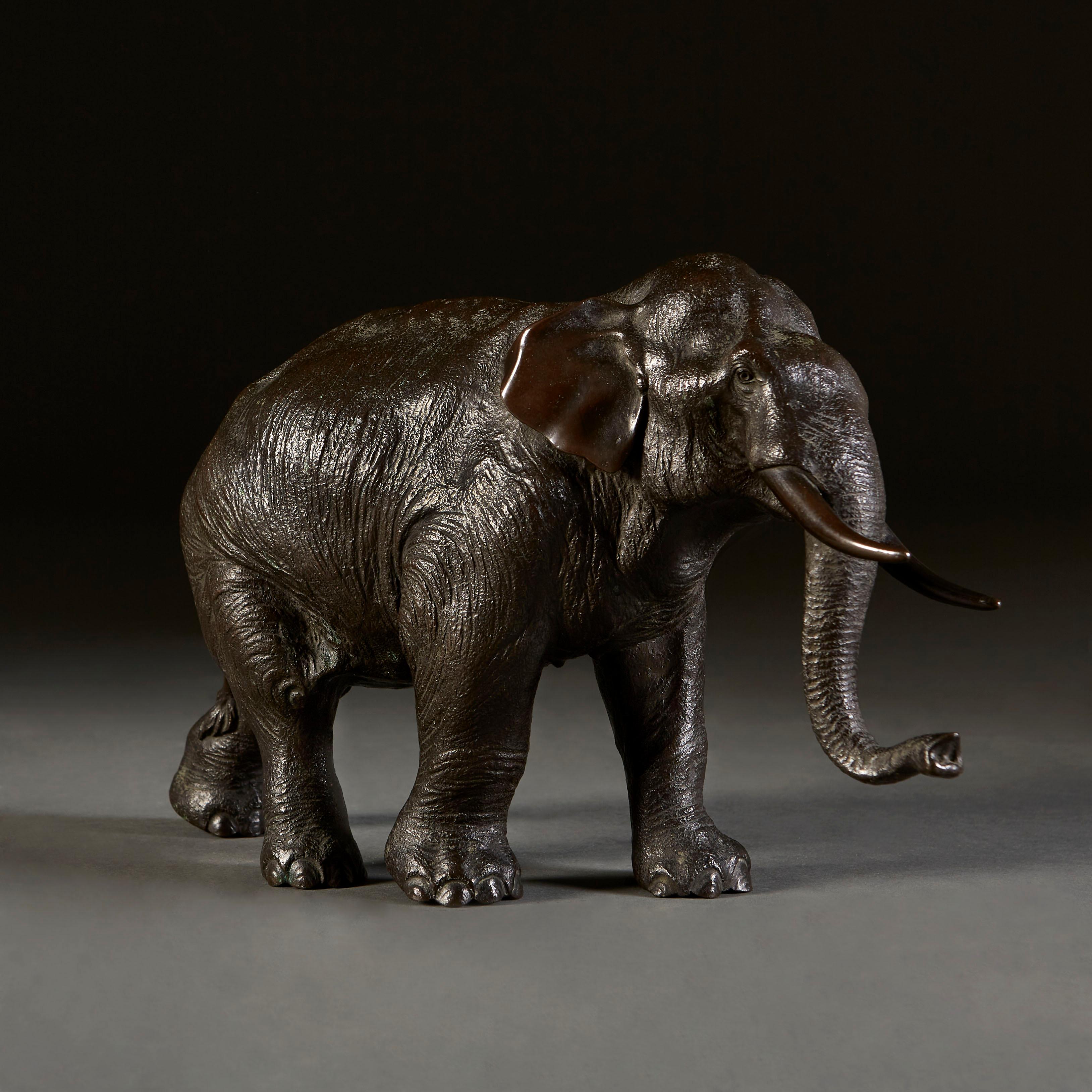 Fine Mid Nineteenth Century Japanese Bronze Okimono of an Elephant 2