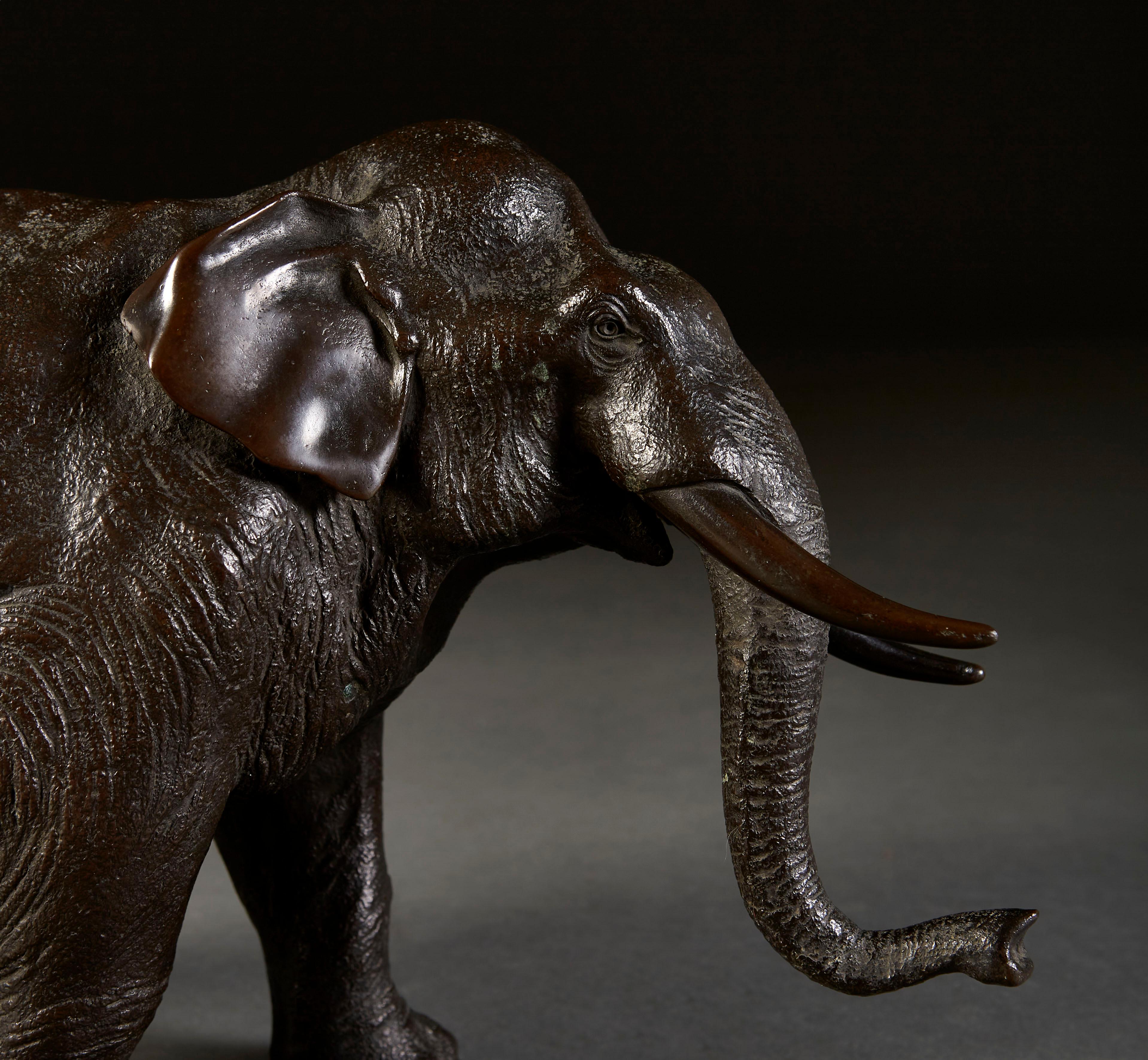 Fine Mid Nineteenth Century Japanese Bronze Okimono of an Elephant 3