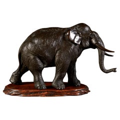 Fine Mid Nineteenth Century Japanese Bronze Okimono of an Elephant