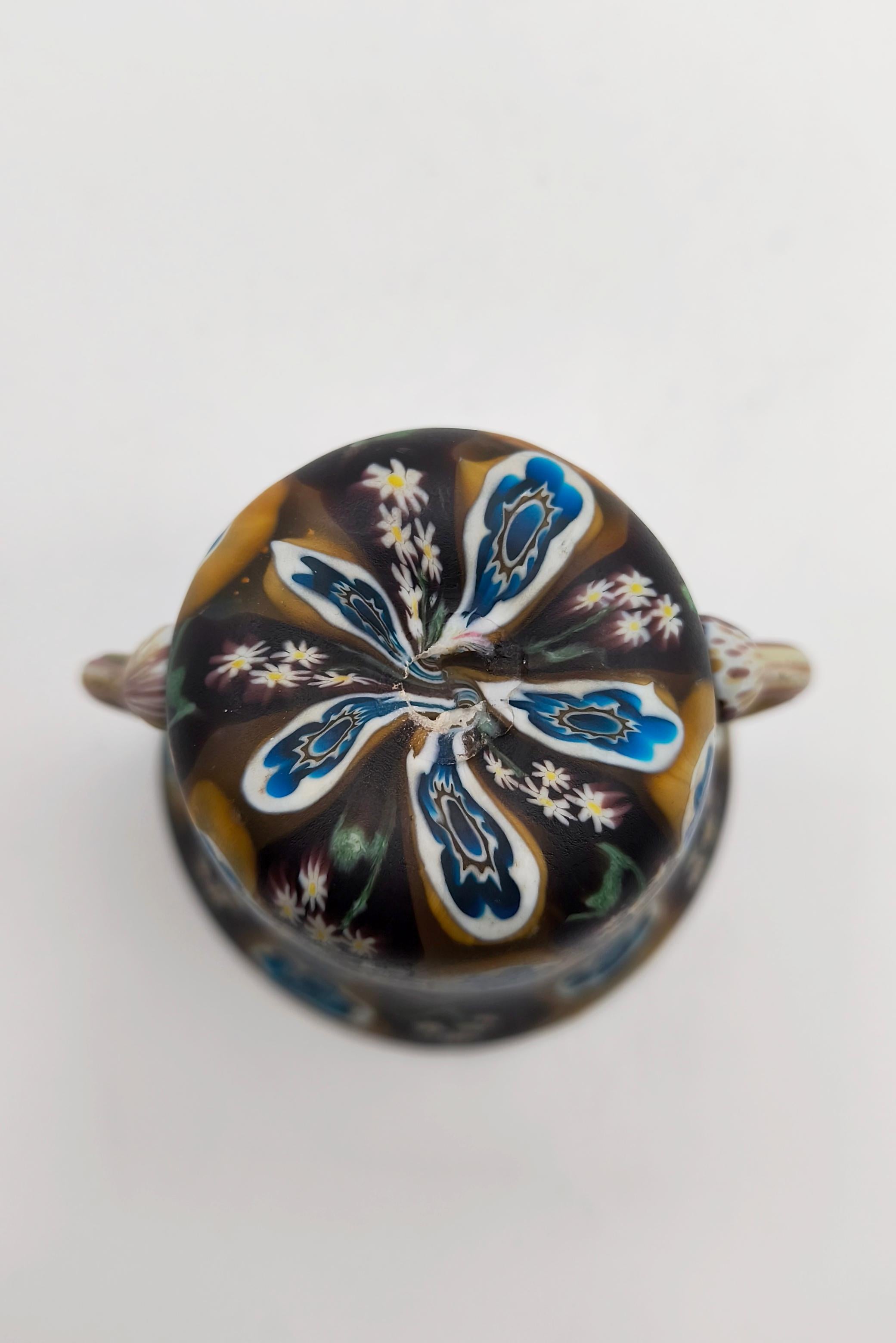 Early 20th Century A fine millefiori murrine handle vase from Murano, ca. 1910, Fratelli Toso For Sale