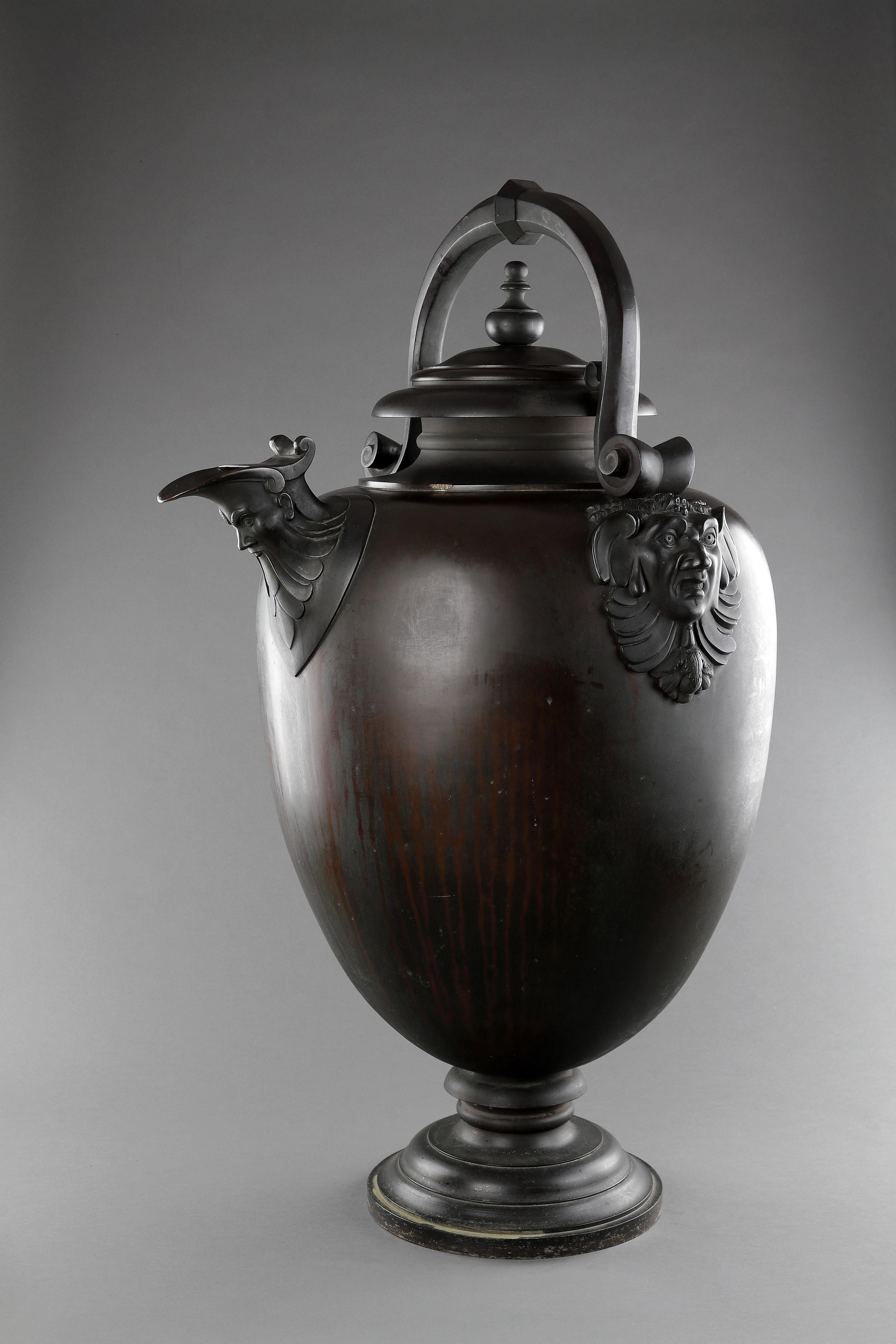 French A Fine Monumental Ovoid Bronze Vase or Ewer 'after the antique' For Sale