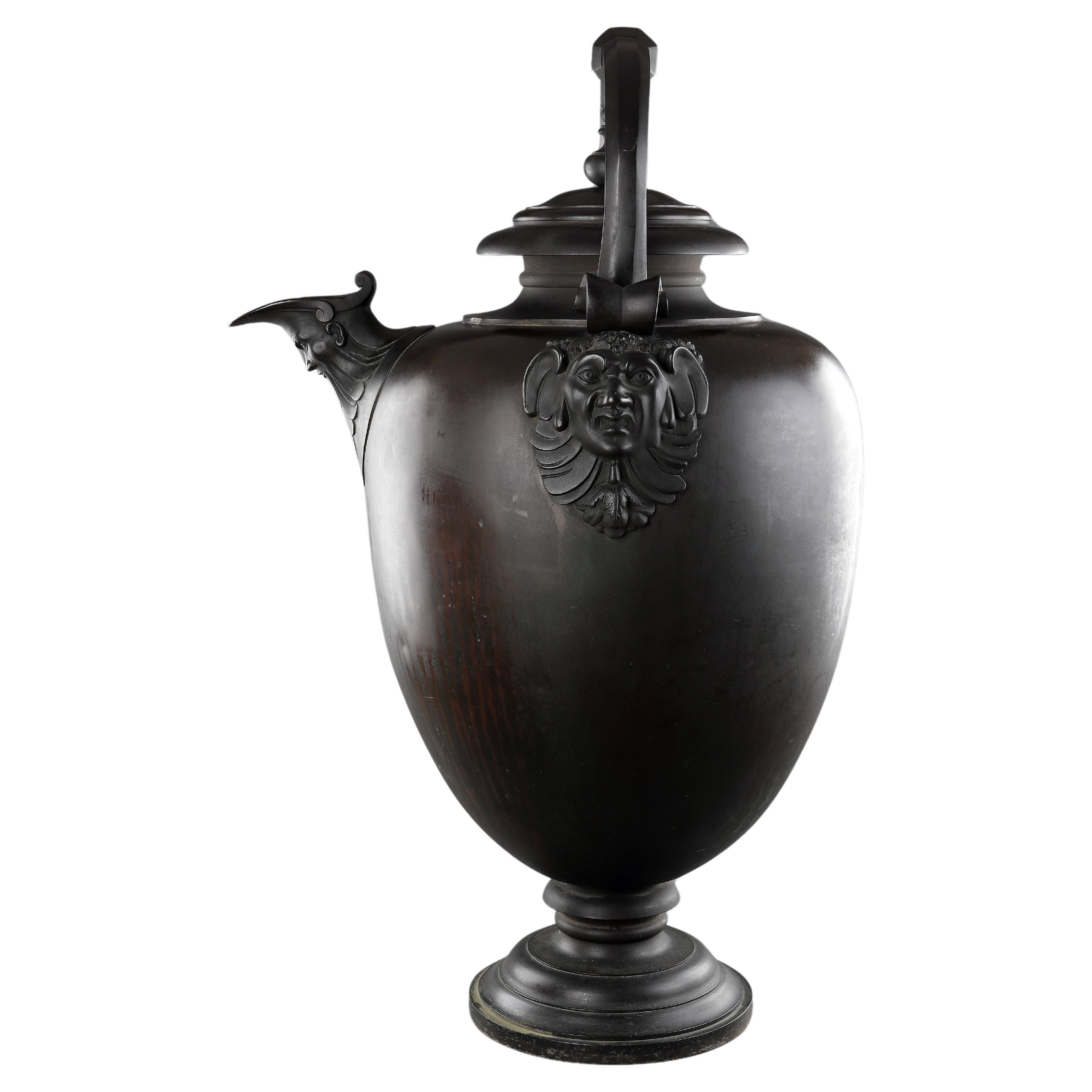 A Fine Monumental Ovoid Bronze Vase or Ewer 'after the antique'