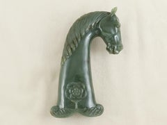 A fine Mughal jade dagger carved hilt in the form of horse head  Islamic art