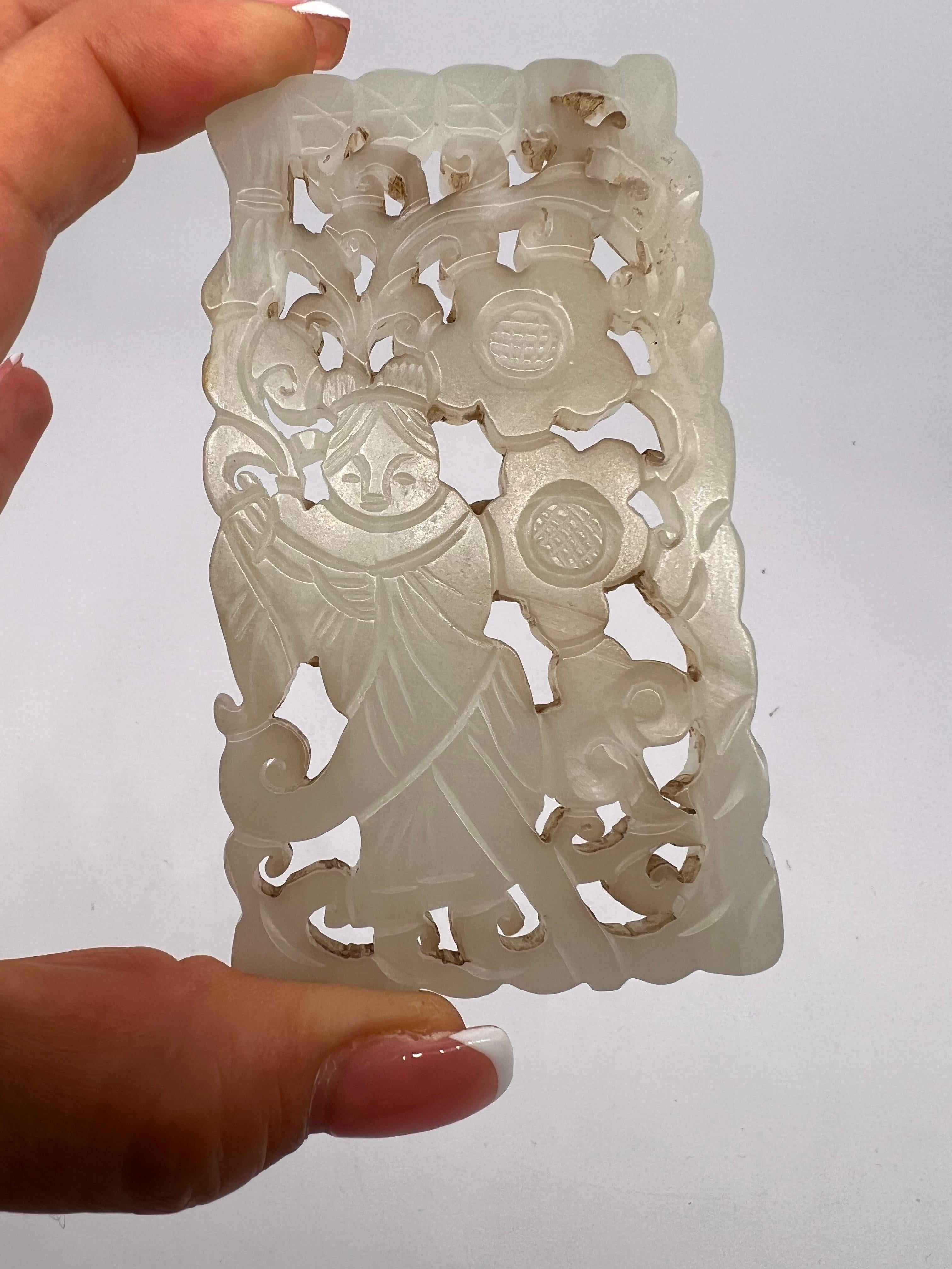 Chinese A Fine Mutton fat Jade Double sided Plaque