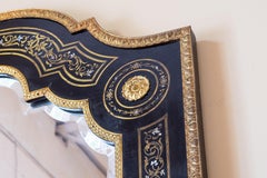 Fine Napoleon 111 Boulle Mirror, Ebony with Mother of Pearl Inlay and Gilt